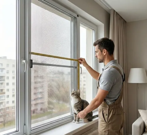 Москитная сетка Антикошка — замер и установка