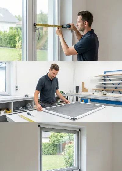 Этапы изготовления и установки сетки в оконный проем